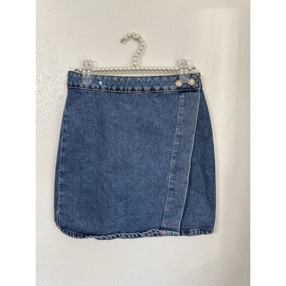 Asos Denim Wrap Skirt Women Blue Jean Size 4 - Picture 2 of 9